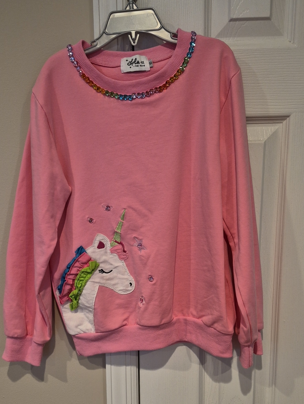 Lola Pink Unicorn Sequin-Trim Sweatshirt
